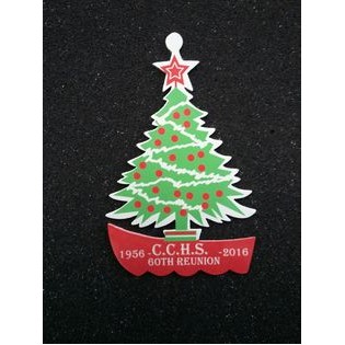 Full color sublimated Christmas tree custom shaped ornament with assembled tassel or string.