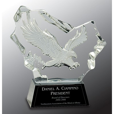 7" Crystal Carved Eagle on Black Base