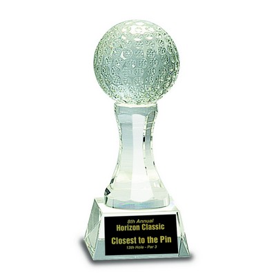 6" Crystal Golf Ball on Clear Pedestal Base