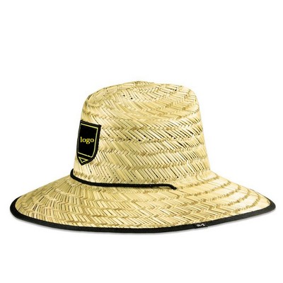 Woven Straw Lifeguard-Style Hat w/Woven Patch