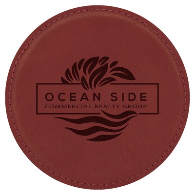 Round Coaster, Rose Faux Leather, 4" Dia