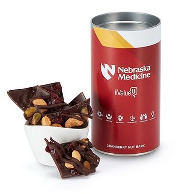 Belgian Chocolate Bark Gift Tube - Deluxe Cranberry Bark