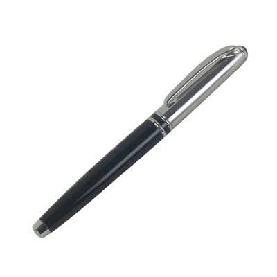 Classic Silver Collection Black/Silver Roller Pen with Pocket Clip