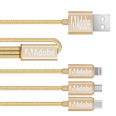 47 1/4" 3-in-1 Weave USB Charging Cable