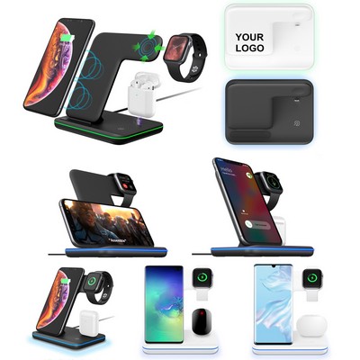 3 in 1 Fast Wireless Charging Phone Watch Earphones Station