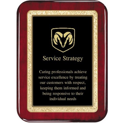 Rosewood Radius Plaque Solid Brass Engraving Plate 7" x 9" Award