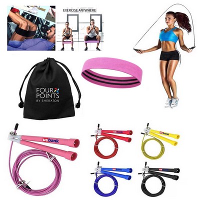 Kidder iBank® Booty Exercise Band + Jump Rope (Pink)