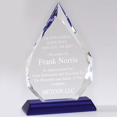 Optical Arrowhead Crystal Award w/Blue Base (10 ¼" x 6 ½")