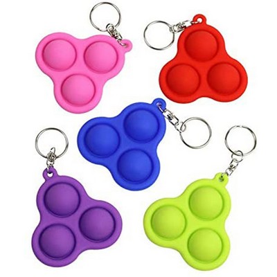 Triangular Silicone Push Pop Bubble Fidget Toy Key Chain