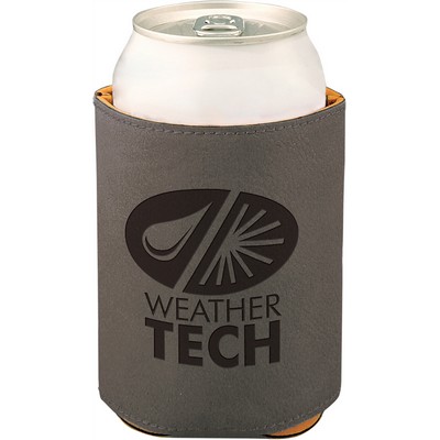 Gray Beverage Holder, Laserable Leatherette, 3-3/4"H