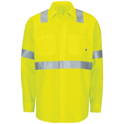 Red Kap Hi-Visibility - Men's Long Sleeve Hi-Visibility Ripstop Work Shirt - Type R, Class 2