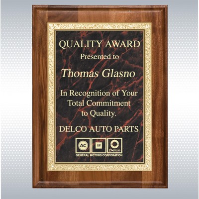 Walnut Rectangle Plaque w/Red Brass Engraving Plate (8" x 10")