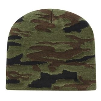 Cap America® USA Made Woodland Camo Beanie w/9" Knit