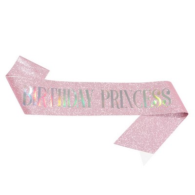 Glitter Birthday Princess Sash