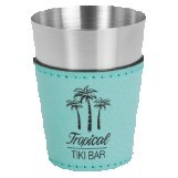 2 Oz. Teal Leatherette/Stainless Steel Shot Glass