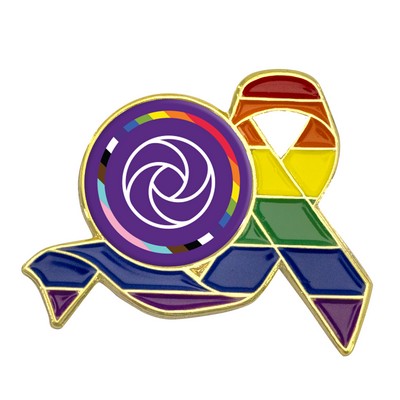 Rainbow Ribbon Lapel Pins w/Logo