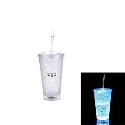 LED Shattered Tumbler Light Up Cup with Straw