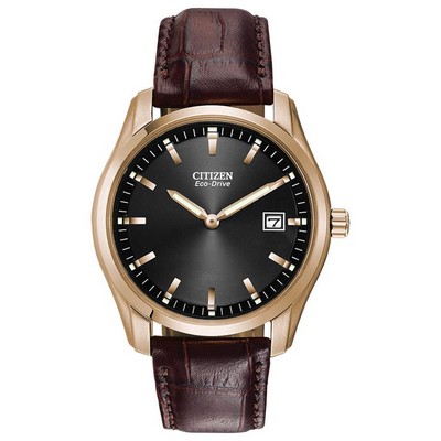 Citizen® Men's Corso Black Eco Drive Watch w/Brown Dial