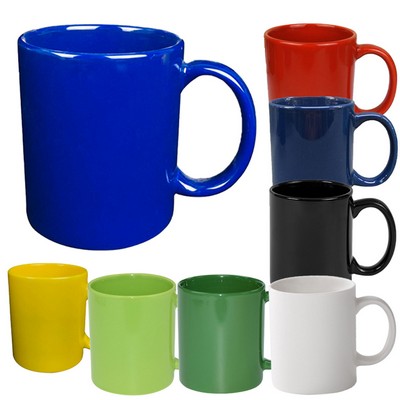 11 Oz. Colored C-Handle Glossy Ceramic Mug