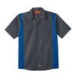 Dickie's® Men's Industrial Color Block Short Sleeve Shirt - Dark Charcoal Gray/Royal Blue