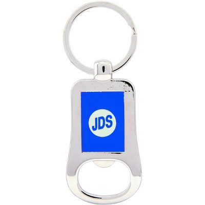 2 1/8" Silver/Blue Bottle Opener Keychain