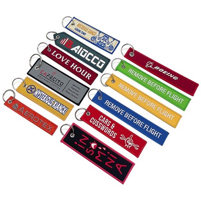 Custom Embroidered Woven Label Mark Keychain