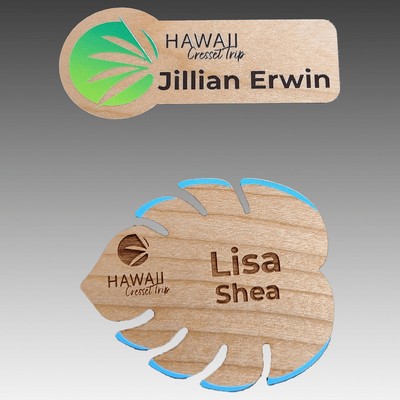 1.5" x 3" Custom Shaped Hardwood Name Tags