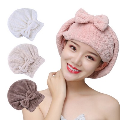 Fast Drying Hair Towels Head Wrap w/ Bow-Knot