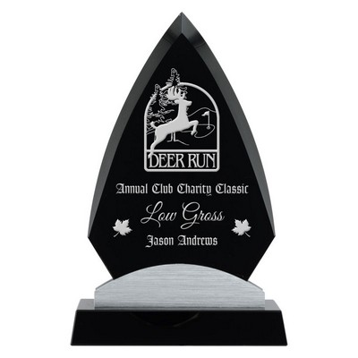 Anchorage Black Glass & Crystal Base, Award Trophy, 8