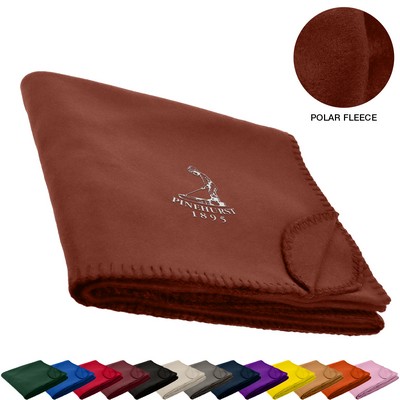 260 GSM Polar Fleece Throw Blanket with Matching Whipstitch Trim 50"x 60"