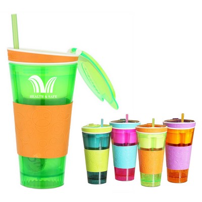 Travel Snack Drink Cup With Straw