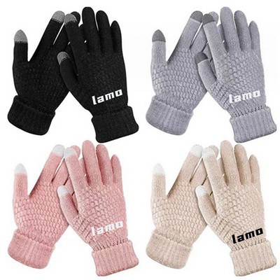 Solid Color Stretch Knitted Gloves