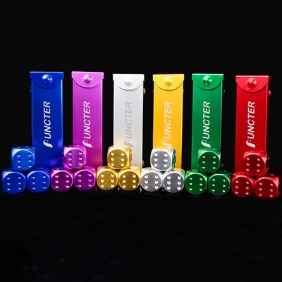 Portable Aluminum Alloy 5 Pcs Dice Game Set w/ Metal Container