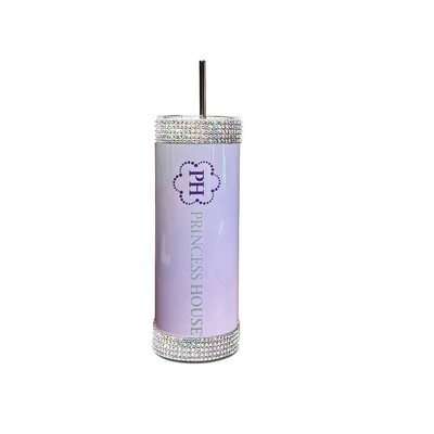 Sublimated Stainless Steel Tumbler with Rhinestone accents