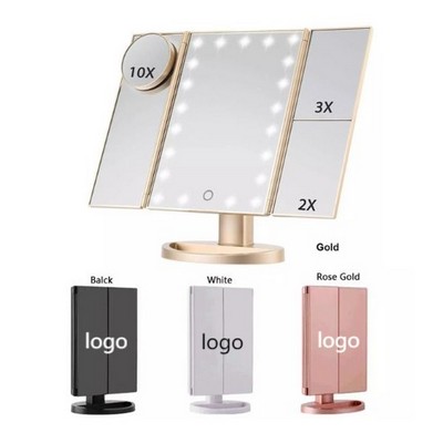 Tri-Fold Lighted Magnification Vanity Mirror