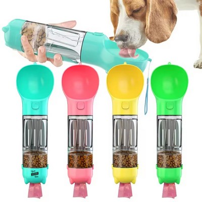 300ML Pet Water Bottle With Food Container And Poop Bag