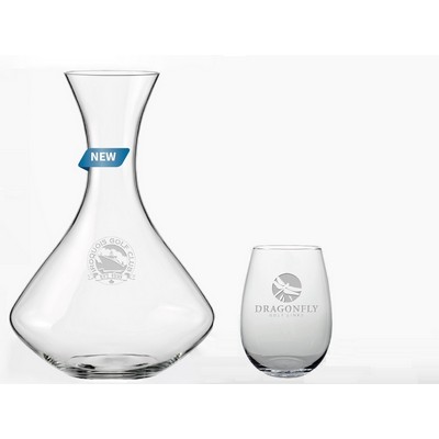 Oasis Wine Carafe 1.5L & 2 Stemless Wine Glasses-Set 1 Etch*