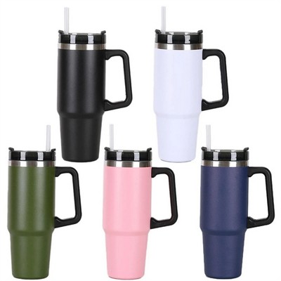 Tumbler With Handle Straw Lid 30oz.