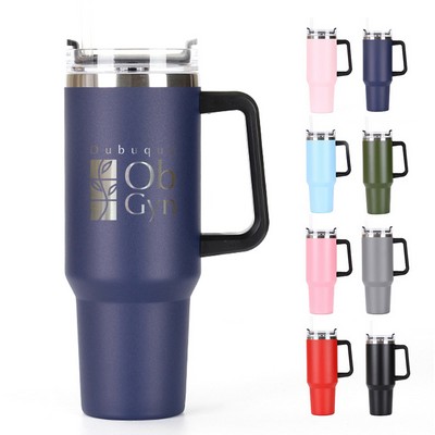 30OZ Double Walls Stainless Steel Auto Tumbler With Straw And Handle