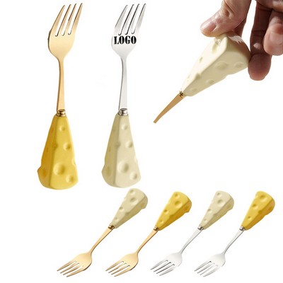 Eco-Friendly Stainless Steel Fork with Eye-Catching Cheese Handle