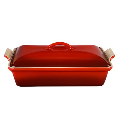 Le Creuset 4 Qt. Heritage Cerise Stoneware Covered Rectangular Casserole