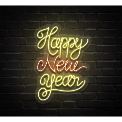 Happy New Year Three Lines Neon Sign