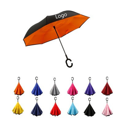 42" Inverted Umbrella With C-Shape Handle