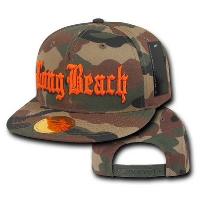 Long Beach City Camo Snapback Country Cap w/Flat Bill