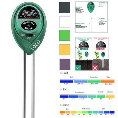 3 in 1 Plant Moisture Meter Light/PH Tester