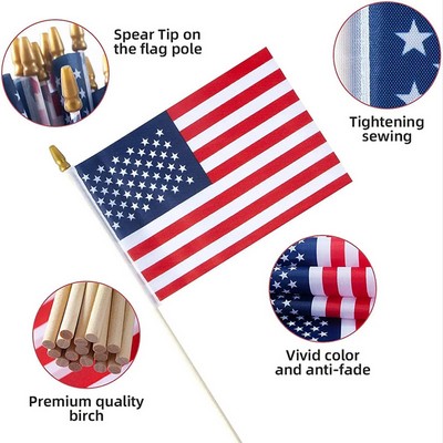 Wooden Flagpole Hand-Waved Flag