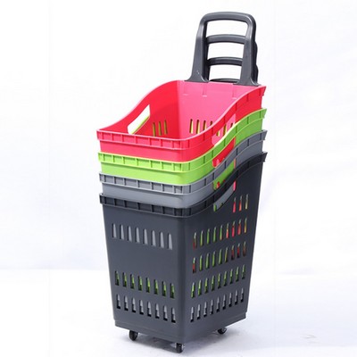 Plastic Grocery Market Basket Shopping Cart