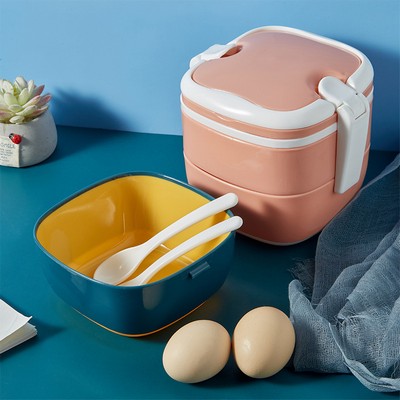 Portable Double Layer Lunch Box with Handle