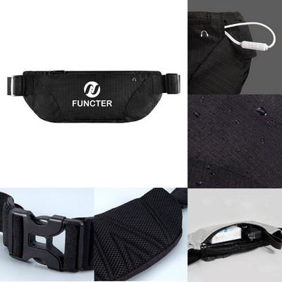 Sport Waist Pouch Slim Belt Bag Waistband Bag with Earphone Hole Waterproof Waist Pouch