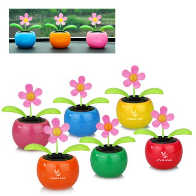 Solar-Powered Dancing Flower Toy Car Decor